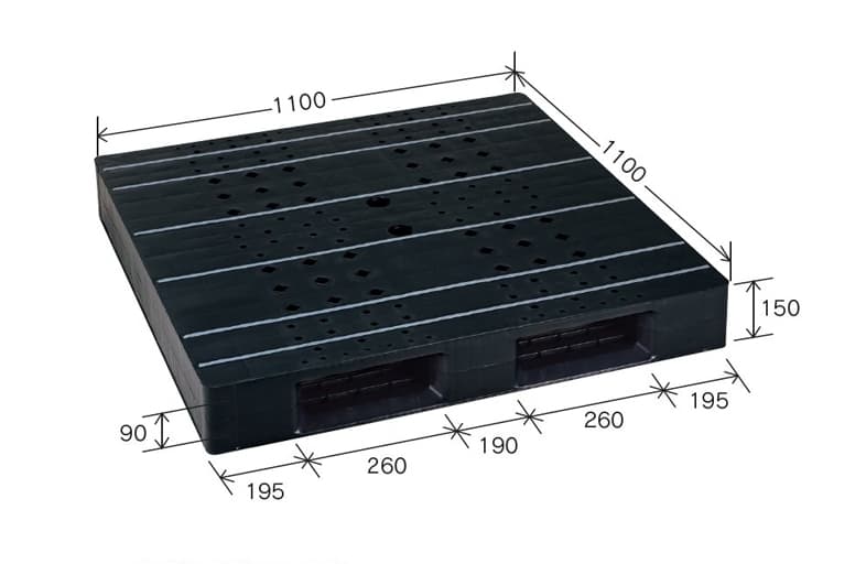 プラスチックパレット DA-HB-D2-1111 黒 岐阜プラスチック工業(RISU)製