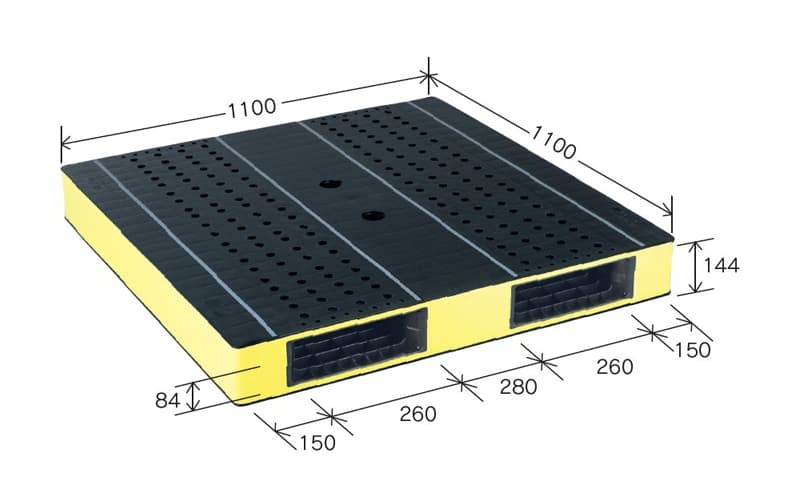 プラスチックパレット DA-HB-R2-1111SC 黄/茶/青/緑/赤 岐阜プラスチック工業(RISU)製