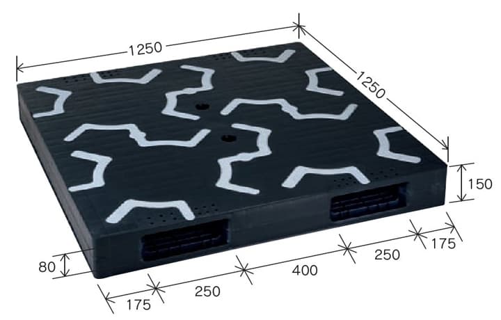 プラスチックパレット DA-HB-R2-125125EL 黒 岐阜プラスチック工業(RISU)製