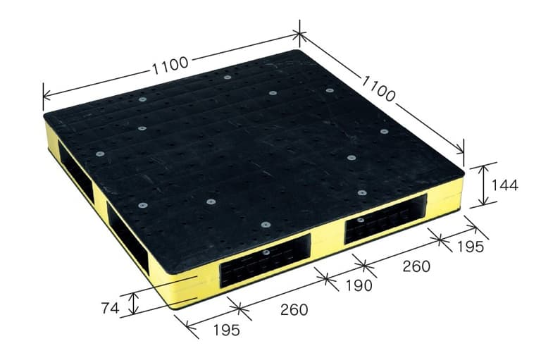 プラスチックパレット DA-HB-R4-1111SC 黄/茶/青/緑/赤 岐阜プラスチック工業(RISU)製