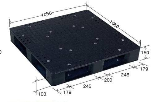 プラスチックパレット DA-JCK-D4-105105 黒 岐阜プラスチック工業(RISU)製