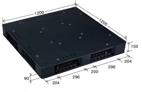 プラスチックパレット DA-JCK-D4-120110 黒 岐阜プラスチック工業(RISU)製