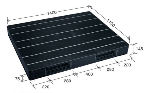 プラスチックパレット DA-JCK-R2-110140 黒 岐阜プラスチック工業(RISU)製