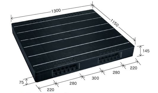 プラスチックパレット DA-JCK-R2-115130 黒 岐阜プラスチック工業(RISU)製