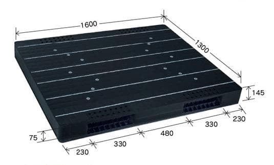 プラスチックパレット DA-JCK-R2-130160 黒 岐阜プラスチック工業(RISU)製