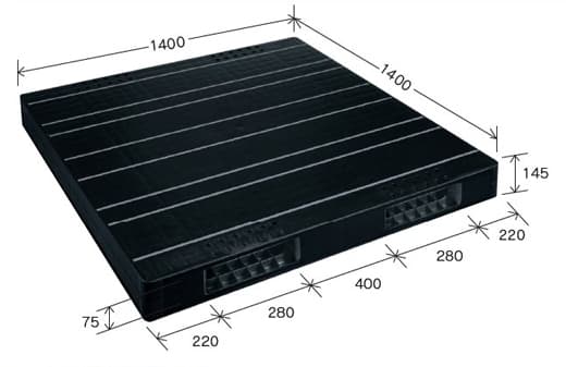 プラスチックパレット DA-JCK-R2-140140 黒 岐阜プラスチック工業(RISU)製