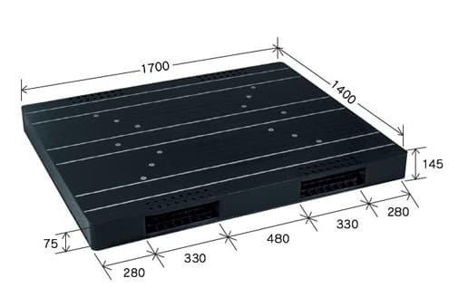 プラスチックパレット DA-JCK-R2-140170 黒 岐阜プラスチック工業(RISU)製