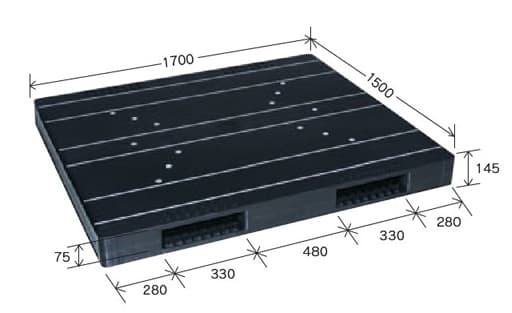 プラスチックパレット DA-JCK-R2-150170 黒 岐阜プラスチック工業(RISU)製