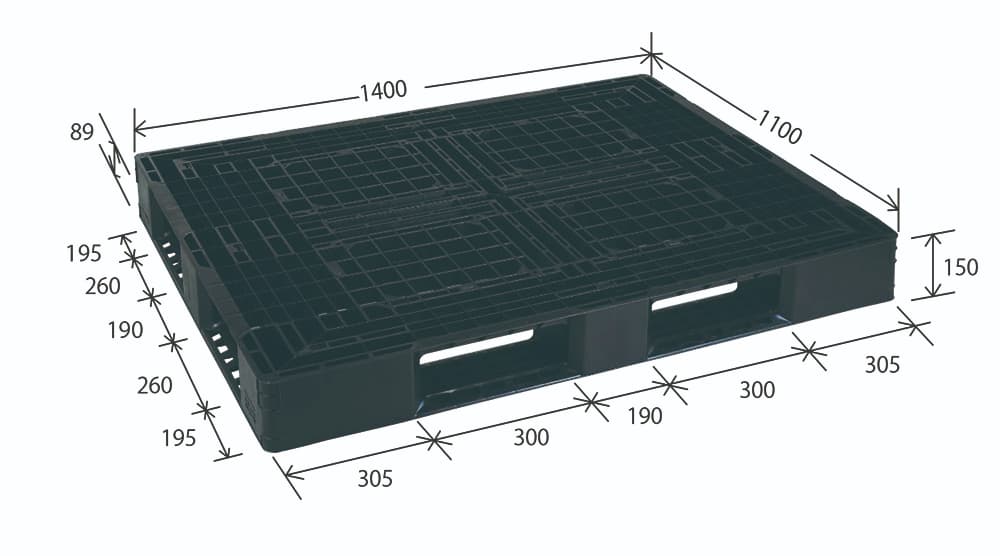 プラスチックパレット DA-JL-D4-1411L 濃青 岐阜プラスチック工業(RISU)製