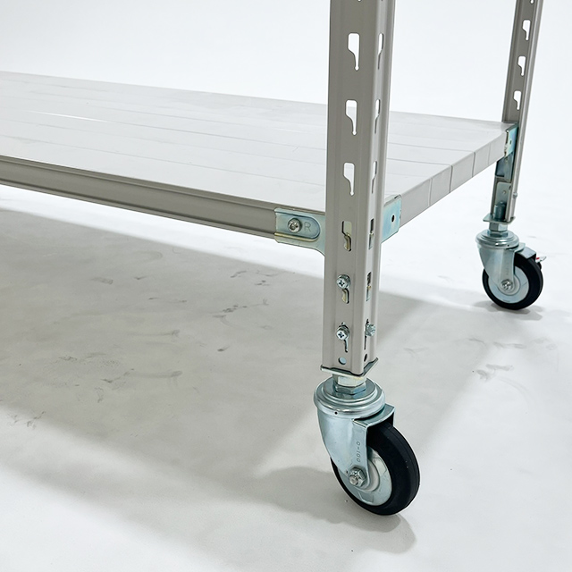 キャスター付きスチールラック SOシリーズ 耐荷重150kg/段 ホワイトグレー 高さ1200×横幅900×奥行450×2段(枚) 単体形式