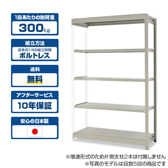 スチールラック YSシリーズ 耐荷重300kg/段 ホワイトグレー 高さ900×横幅950×奥行600×7段(枚) 増連形式